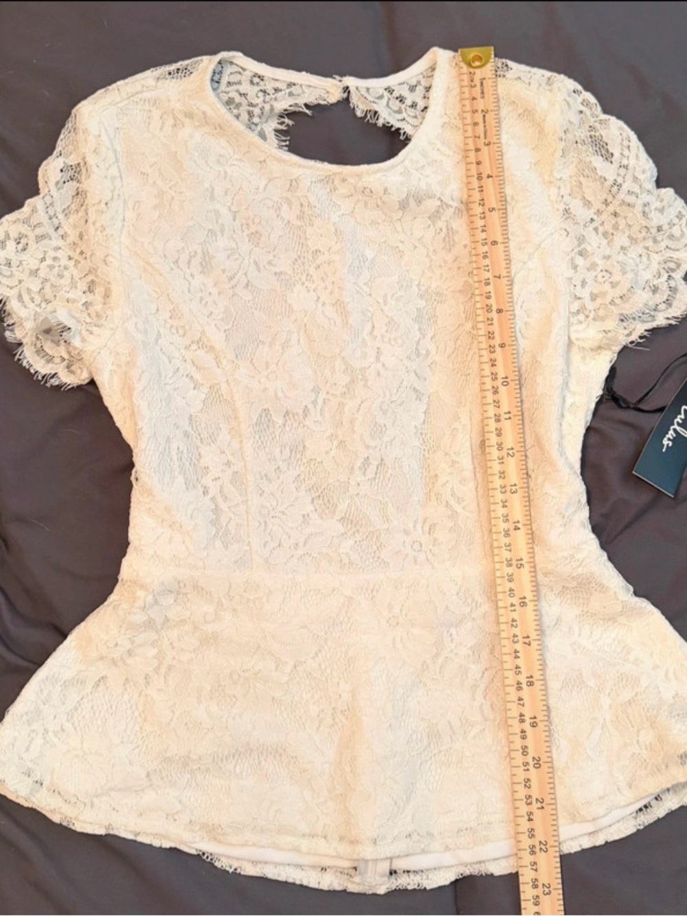 Lulu's Ivory Lace Peplum Top